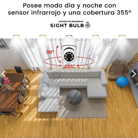 Camara Bombillo Seguridad Giratoria 360°